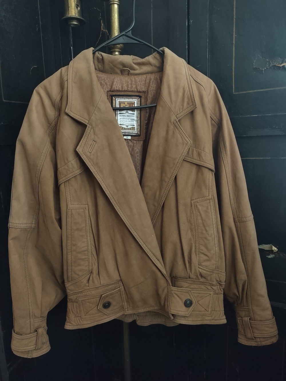 Vintage Brown, Soft Leather Trucker Jacket, Small